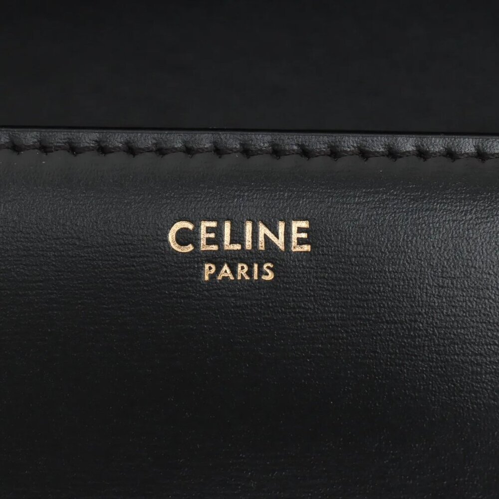 Sold out ❌Celine Triomphe Teen Leather Shoulder Bag – Black - Picture 8 of 9